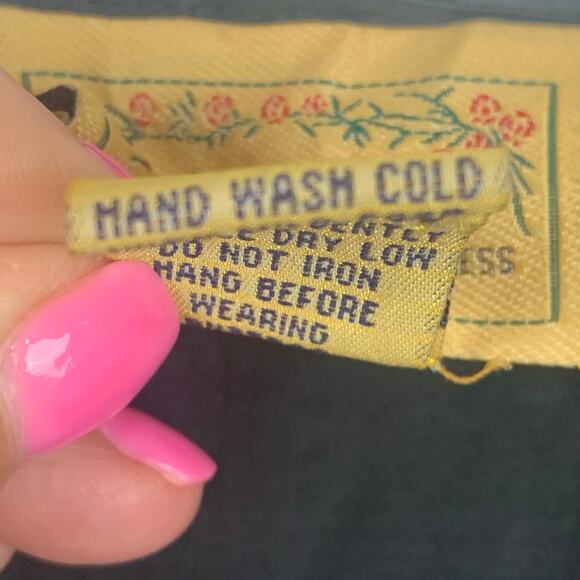 Vtg Sostanza Silk Midi Dress Womens Medium Black Lagenlook Modest Whimsigoth - Picture 8 of 8